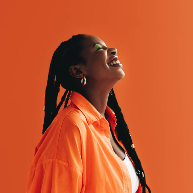 Happy self-employed woman