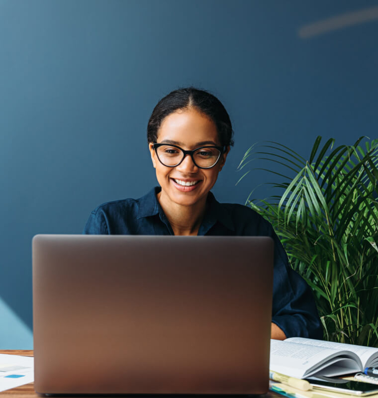 Recruiter working at laptop