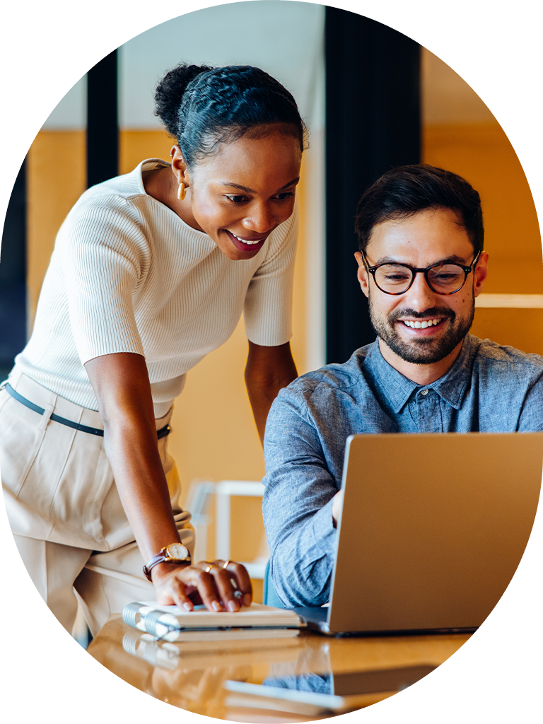 lady and man looking at laptop